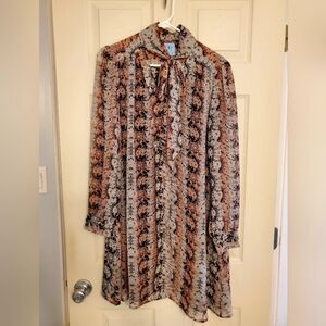 CECE Pattern Dress with Neck tie